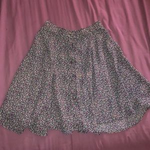 gsl vintage floral print button front flare skirt